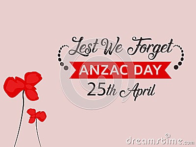 Anzac Day Illustration with nice red poppy flower background Stock Photo