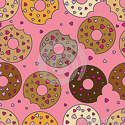 Cute Donuts Pattern Seamless Vector Illustration