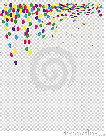 Circles of colored paper falling down. Vector Illustration