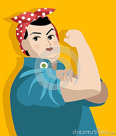 Chubby fat obese feminist worker woman fighting for equality rights Stock Photo