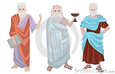 Three great greek philosophers thinkers Vector Illustration