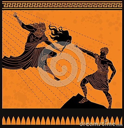 Prometheus giving fire to humans Vector Illustration