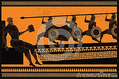 Odyssey Polyphemus titan attacked by Odysseus greek myth Vector Illustration