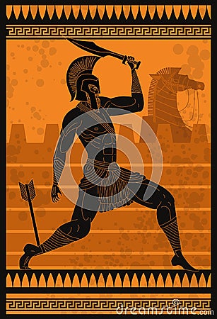 Achilles wounded with an arrow in troy war Vector Illustration