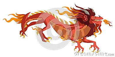 Red chinese asian flying dragon Vector Illustration