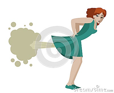 Woman throwing a fart illustration Vector Illustration