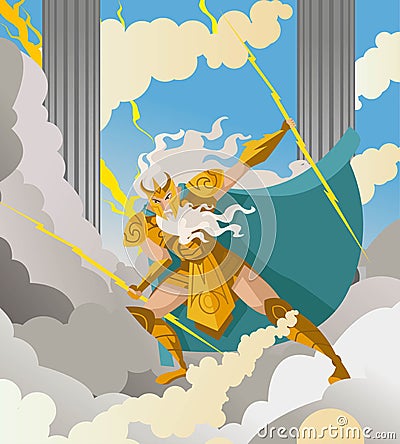 Zeus jupiter greek god of the ray Vector Illustration