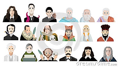 Greatest writers and philosophers thinkers Vector Illustration