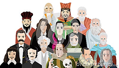 Greatest writers and philosophers thinkers Vector Illustration