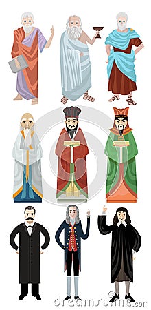 Greatest philosophers and thinkers from all the times Vector Illustration