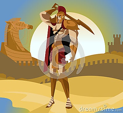 Achilles mythology warrior in troy Vector Illustration