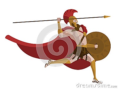 Spartan powerful warrior with spear Vector Illustration