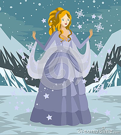 Princess beautiful lady in snow scene Stock Photo