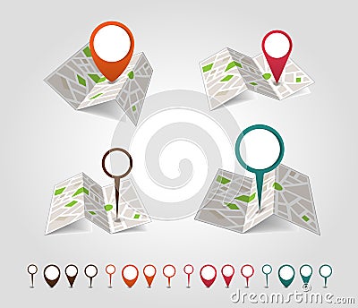 Variety of location maps set Vector Illustration