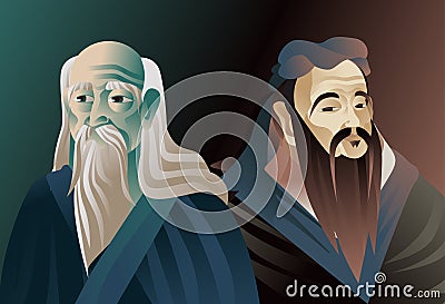 Ancient chinese old wise thinkers Vector Illustration