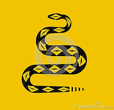 Libertarian rattlesnake viper serpent yellow animal Vector Illustration