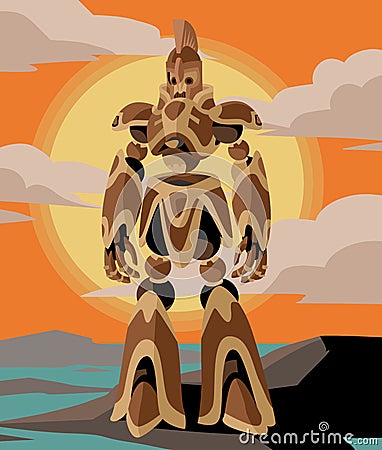 Greek mythology talos giant bronze automate man Vector Illustration