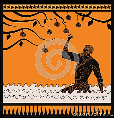 Tantalus punishment in the tartarus greek mythology tale Vector Illustration