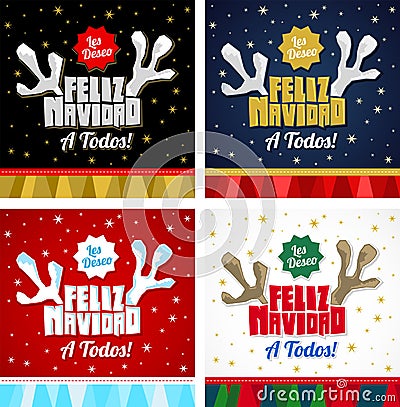Les deseo Feliz Navidad a Todos, I Wish Merry Christmas to All spanish text, christmas vector collection. Vector Illustration
