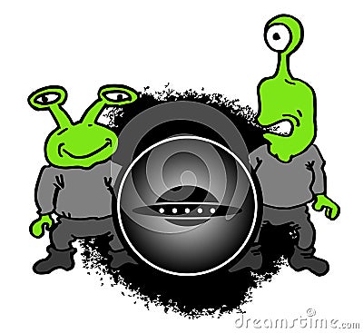 Funny aliens draw Vector Illustration