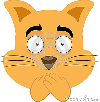 vector feline head hands covering mouth Vector Illustration