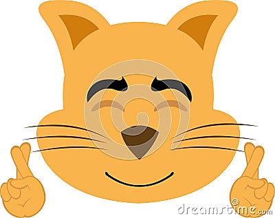 feline head vector luck wishing Vector Illustration