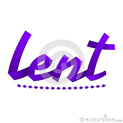 Lent Ribbon Vector Lettering illustration, Religious tradition Vector Illustration