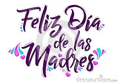 Feliz Dia de las Madres, Happy Mothers Day spanish translation Vector Illustration