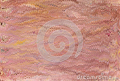 Imprint ebru texture on paper brown waves Stock Photo