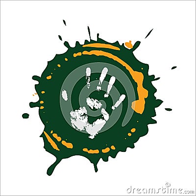 Imprint hand on paint. Vector Illustration