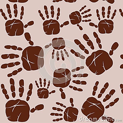 Imprint palm person on gray background is insulated Vector Illustration