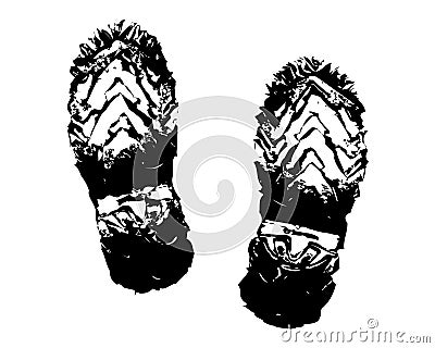 Imprint of the sole of the boot grunge texture dirty effect Vector Illustration