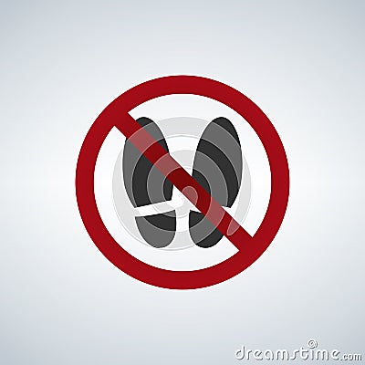 Imprint soles shoes sign icon. Shoe print symbol. Do not stay. Red prohibition sign. Stop symbol. Stock Photo