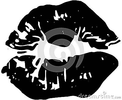 Imprint of a woman mouth. A trace of lipstick Vector Illustration