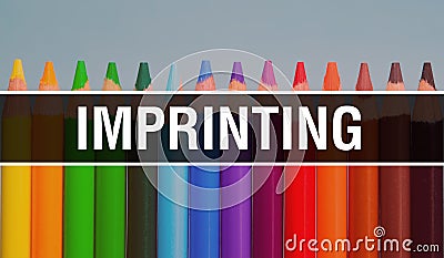 Imprinting concept with education and back to school concept. Creative educational sketch and Imprinting text with colorful Stock Photo