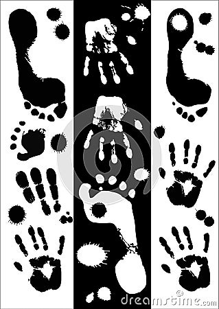 Imprints of hands and foots Vector Illustration