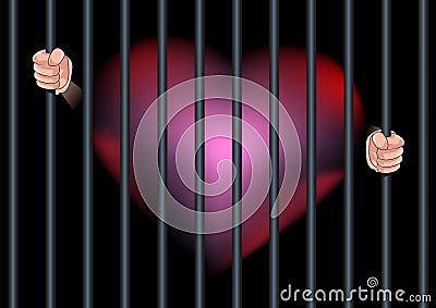 Imprison heart feel in love. Vector Illustration