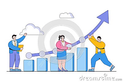 Improve or development to raise performance, growth or progress to reach goal and target, grow business sales and profit concepts Vector Illustration