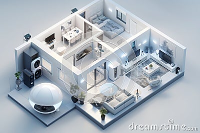 Improved locks in CCTV systems oversee home network operations, combining remote monitoring with secure login protocols for enhanc Cartoon Illustration