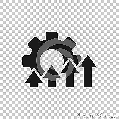 Improvement icon in flat style. Gear project vector illustration on white isolated background. Productivity business concept Vector Illustration