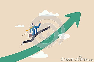 Improvement in work, career path to grow, achievement and success in job or leadership to win business concept, confidence smart Stock Photo
