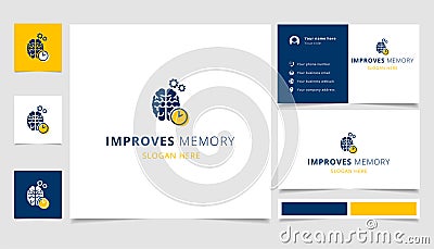 Improves memory logo design with editable slogan. Branding book and business card template. Vector Illustration