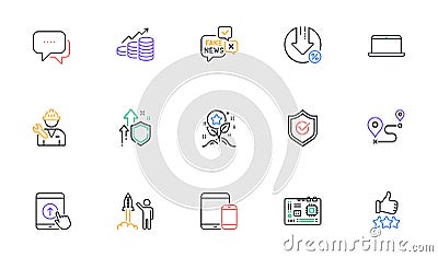 Improving safety, Message and Journey line icons for website, printing. For design. Vector Vector Illustration