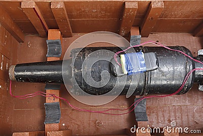 Improvised explosive device IED from tank projectile Stock Photo