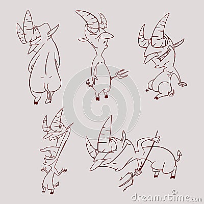 Imps or demons line drawings Vector Illustration