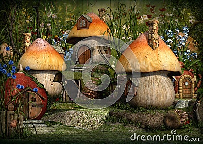 Imps Village, 3d CG Stock Photo