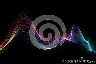 impulse multicolored thin waves on a black background Stock Photo