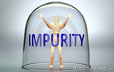 Impurity can separate a person from the world and lock in an invisible isolation that limits and restrains - pictured as a human Cartoon Illustration