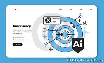 Inaccuracy as an artificial neural network disadvantage web banner Vector Illustration