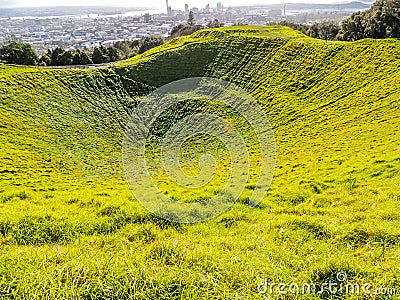 Inactive volcano crater, Mount Eden, Auckland, New Zealand Stock Photo